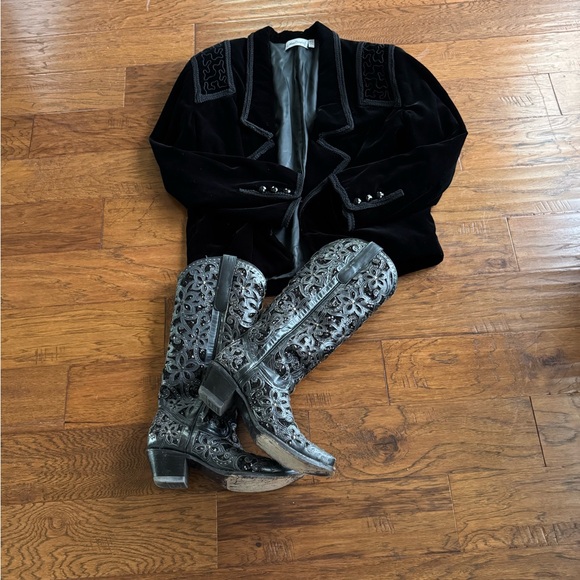 Vintage Adam‎ Douglass Black Velvet Western Blazer - Picture 7 of 13